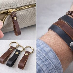 Latigo Leather Strap Scrap Bundle 12pc Brown & Black 3/4” x 20–22” DIY